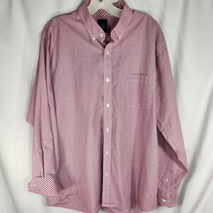 Tailor Byrd Collection Red & White Check Button Down Long Sleeve Shirt Sz XLarge